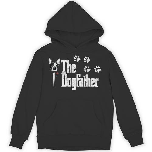 The Dogfather Boston Terrier Dog Dad Tshirt Idea Unisex Hoodie - Bostonterriersmerch.com