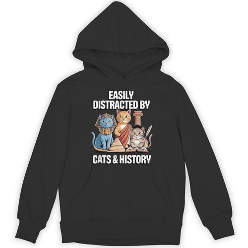 Easily Distracted By Cats & History Teacher Women Men Unisex Hoodie - teacherstshirts.com