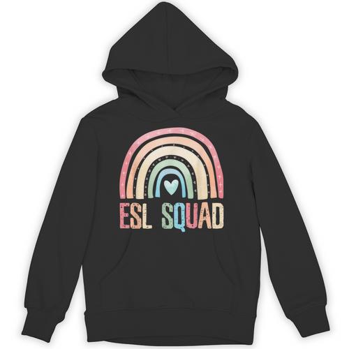 ESL Squad Teacher Crew Team Back To School English Rainbow Unisex Hoodie - teacherstshirts.com CA