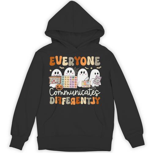 Everyone Communicates Differently Halloween Sped Teacher Unisex Hoodie - teacherstshirts.com UK