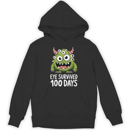 Eye Survived 100 Days Of School Monster Lover Teacher Kids Unisex Hoodie - teacherstshirts.com