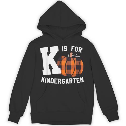 Fall Kindergarten Teacher K Is For Buffalo Plaid Pumpkin Unisex Hoodie - teacherstshirts.com AU
