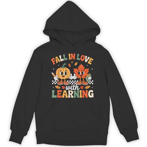 Fall In Love With Learning Shirt Autumn Thanksgiving Teacher Unisex Hoodie - teacherstshirts.com CA