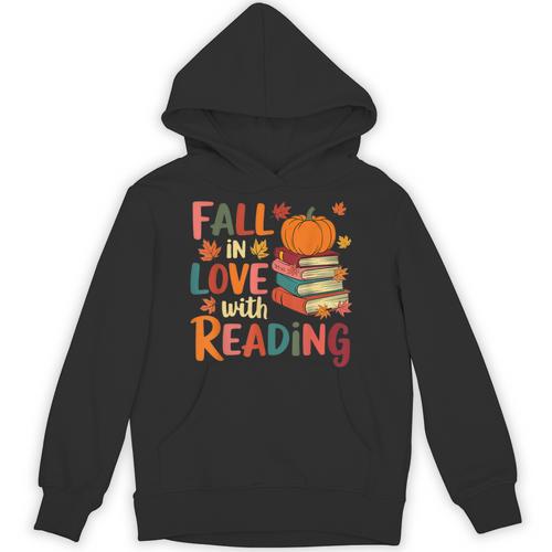Fall In Love With Reading Autumn Thanksgiving Shirt Teacher Unisex Hoodie - teacherstshirts.com UK