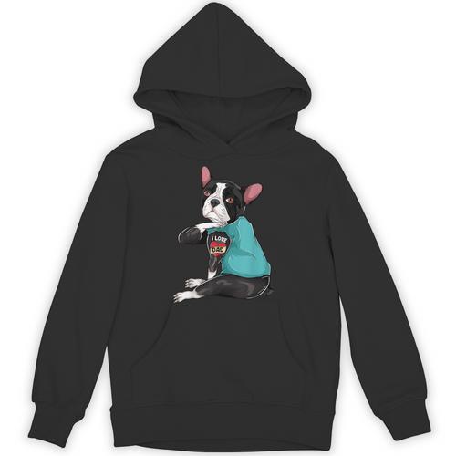 Father's Day Gift Dog Dad Boston Terrier i Love Dad Tattoo Unisex Hoodie - Bostonterriersmerch.com