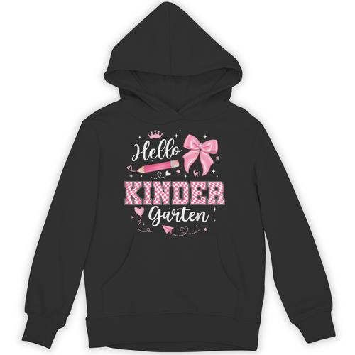 First Day Of School Teacher Girl Coquette Hello Kindergarten Unisex Hoodie - teacherstshirts.com CA