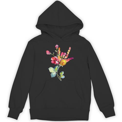Flower American Sign Language ASL Teacher Teaching Deaf Unisex Hoodie - teacherstshirts.com UK