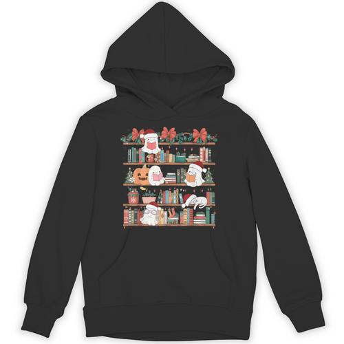 Ghost Christmas Reading Book Lover Library Christmas Teacher Unisex Hoodie - teacherstshirts.com UK