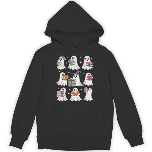 Ghost Reading Teacher Halloween Costume Librarian Book Lover Unisex Hoodie - teacherstshirts.com DE