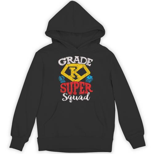 Grade K Super Squad Superhero Kindergarten Teacher Team Unisex Hoodie - teacherstshirts.com CA