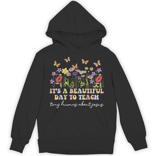 Groovy I Teach Tiny Humans About Jesus Christian Teacher Unisex Hoodie - teacherstshirts.com DE