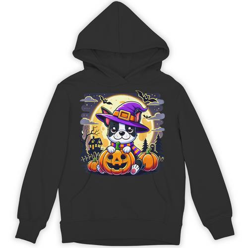 Halloween Boston Terrier Dog Breed With Jack O' Lantern Art Unisex Hoodie - Bostonterriersmerch.com
