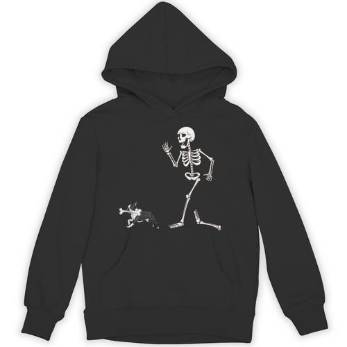 Halloween Boston Terrier And Skeleton Unisex Hoodie - Bostonterriersmerch.com