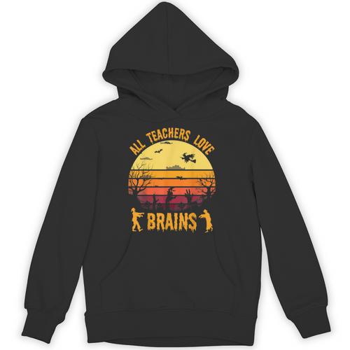 Halloween Costume Teacher Love Brains Zombie Unisex Hoodie - teacherstshirts.com