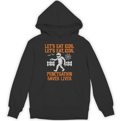 Halloween Lets Eat Kids Punctuation Teacher Unisex Hoodie - teacherstshirts.com AU