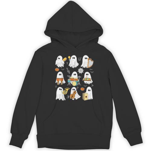 Halloween Ghost Music Teacher Playing Instruments Unisex Hoodie - teacherstshirts.com DE