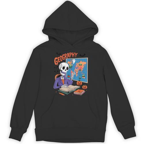 Halloween Skeleton Geography Teacher Pumpkin Bats Classroom Unisex Hoodie - teacherstshirts.com DE