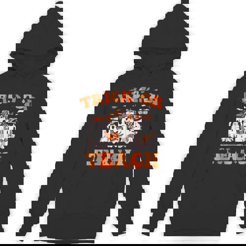 Halloween Teacher Ghosts Trick Or Teach Retro Costume Women Unisex Hoodie - teacherstshirts.com