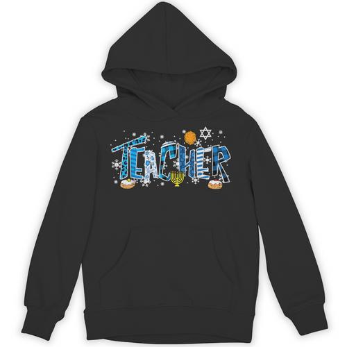 Hanukkah Leopard Plaid Teacher Chanukah Jewish Women Men Unisex Hoodie - teacherstshirts.com DE