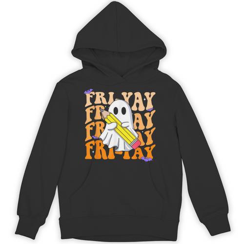 Happy Fri-Yay Friday Lovers Groovy Teacher Life Halloween Unisex Hoodie - teacherstshirts.com UK