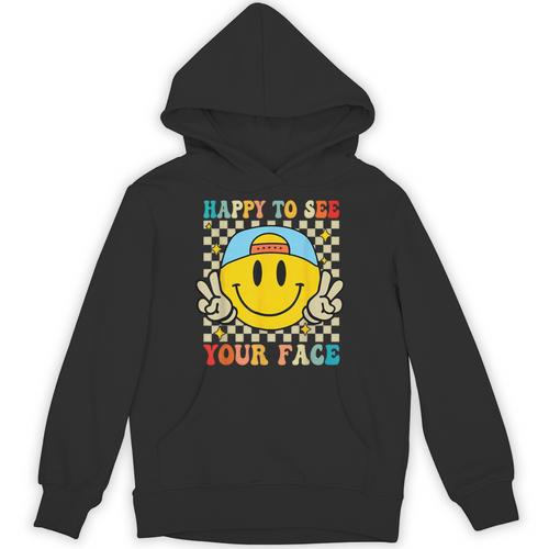 Happy To See Your Face Hippie Smile Back To School Teachers Unisex Hoodie - teacherstshirts.com AU