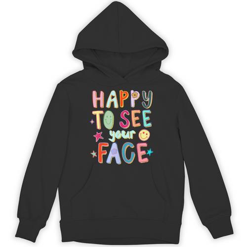 Happy To See Your Face Teacher Retro Back To School Unisex Hoodie - teacherstshirts.com UK