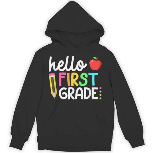 Hello First Grade Team 1st Grade Back To School Teacher Kids Unisex Hoodie - teacherstshirts.com DE