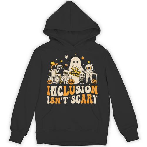 Inclusion Isn't Scary Mummy Boo Ghost Halloween SLP Teacher Unisex Hoodie - teacherstshirts.com CA