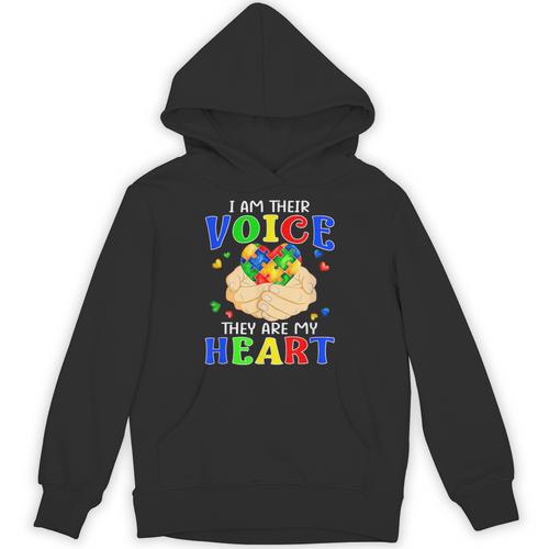 I Am Their Voice They Are My Heart Autism Awareness Teacher Unisex Hoodie - teacherstshirts.com CA