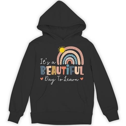 It's A Beautiful Day To Learn Cute Rainbow Boho Teacher Unisex Hoodie - teacherstshirts.com DE