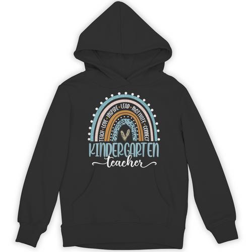 Kindergarten Teacher Leopard Boho Rainbow Back To School Unisex Hoodie - teacherstshirts.com DE
