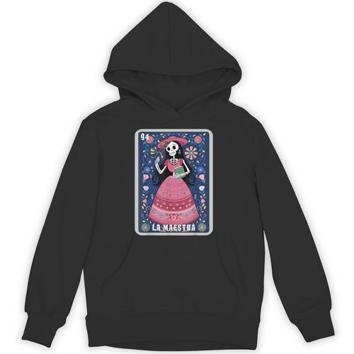 La Maestra Halloween Mexican Bingo Card Teacher Lottery Card Unisex Hoodie - teacherstshirts.com UK