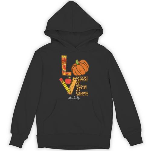 Leopard Pumpkin Love Teacher Life Thanksgiving Fall Women Unisex Hoodie - teacherstshirts.com