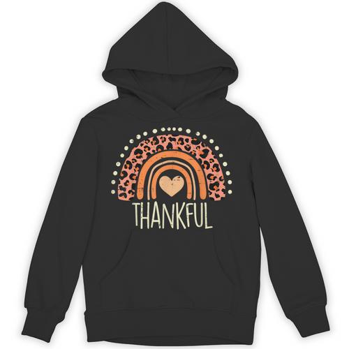 Leopard Rainbow Thankful Thanksgiving Teacher Women Kids Unisex Hoodie - teacherstshirts.com CA