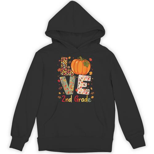 Love 2nd Grade Happy Fall Thanksgiving For 2nd Teacher For Men Women Girls Kids Unisex Hoodie - teacherstshirts.com CA