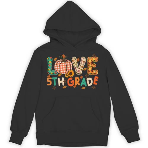 Love 5th Grade Thanksgiving Colorful Fall Leaves Teacher Unisex Hoodie - teacherstshirts.com