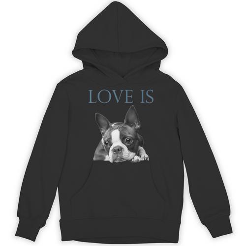 Love Is Boston Terrier Bostie Unisex Hoodie - Bostonterriersmerch.com
