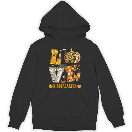 LOVE Kindergarten Pumpkin Teacher Student Halloween Costume Unisex Hoodie - teacherstshirts.com