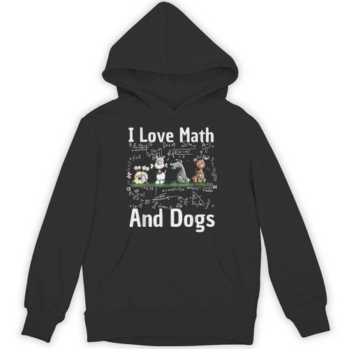 I Love Maths And Dogs Puppy Dog Lover Teacher Student Unisex Hoodie - teacherstshirts.com UK