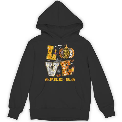 LOVE Pre-K Pumpkin Teacher Student Halloween Costume Unisex Hoodie - teacherstshirts.com UK