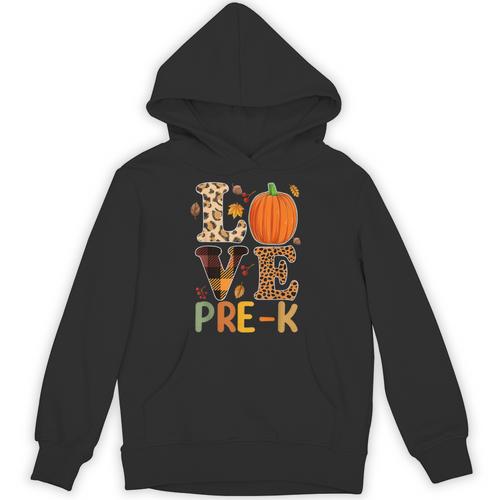 Love Pre-k Teacher Shirts Autumn Fall Pumpkin Fall Leopard Unisex Hoodie - teacherstshirts.com AU