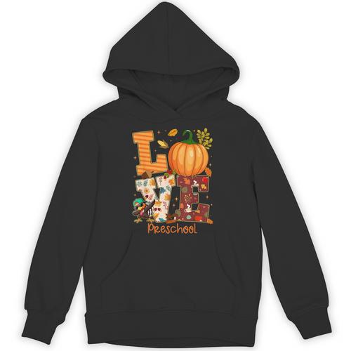 Love Preschool Teacher Turkey Thanksgiving Autumn Fall Unisex Hoodie - teacherstshirts.com UK