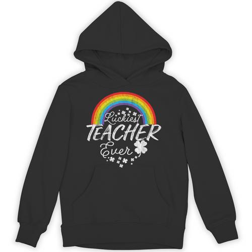 Luckiest Teacher Ever Rainbow- St Patricks Day Teacher Unisex Hoodie - teacherstshirts.com
