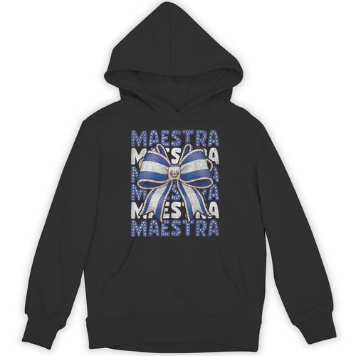 Maestra El Salvador Coquette Bow Hispanic Spanish Teacher Unisex Hoodie - teacherstshirts.com