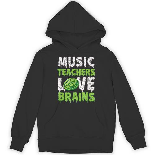 Music Teachers Love Brains Cute Teaching Halloween Unisex Hoodie - teacherstshirts.com AU