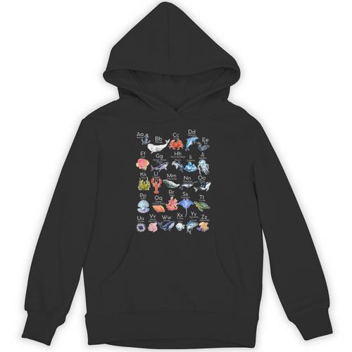 Ocean Animals Alphabet Cute Sea Life ABC Marine Kids Teacher Unisex Hoodie - teacherstshirts.com
