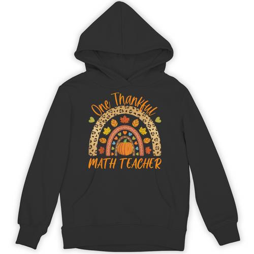 One Thankful Math Teacher Thanksgiving Autumn Fall Rainbow Unisex Hoodie - teacherstshirts.com AU
