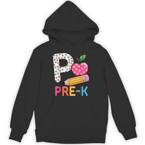 P Is For Pre K Teacher Student Pencil Apple Back To School Unisex Hoodie - teacherstshirts.com CA