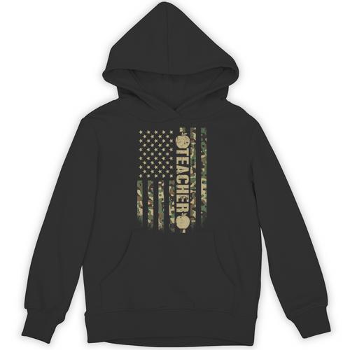 Patriotic Teacher American Flag Camouflage 4th Of July Camo Unisex Hoodie - teacherstshirts.com UK