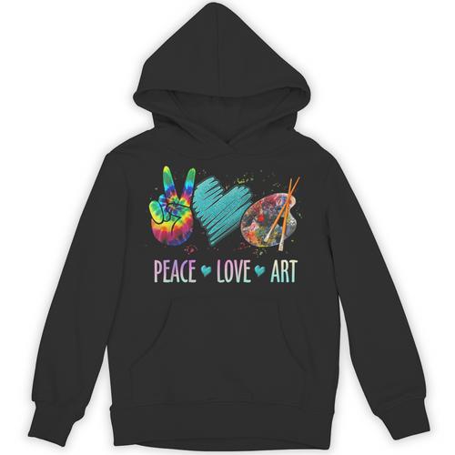 Peace Love Art Painting Palette Art Teacher Unisex Hoodie - teacherstshirts.com